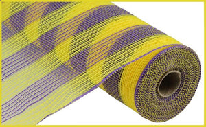 10.25"X10Yd Faux Jute/Pp Small Stripe Fabric Mesh Ylw/Purple Fabric Mesh