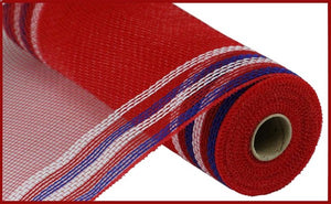 10.5"X10Yd Faux Jute/Pp/Border Stripe Red/White/Blue On Red