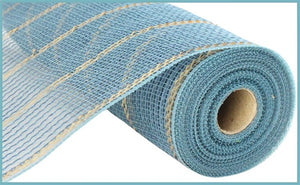 10.25"X10Yd Poly/Jute/Metallic Mesh Smoke Blue/Matte Gold