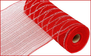 10.25"X10Yd Tinsel/Pp/Foil Mesh Red/Silver