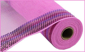 10.25"X10Yd Border Stripe Metallic Mesh Pink/Lavender/Hot Pink