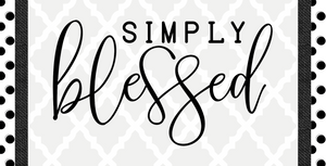 12" x 6" Simply Blessed Polka Dot Wreath Sign