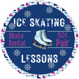 Ice Skating Lesson Metal Wreath Sign (Choose Size)
