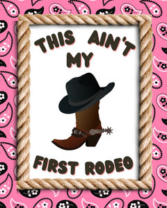 8"x10" This Ain't My First Rodeo Pink Wreath Sign