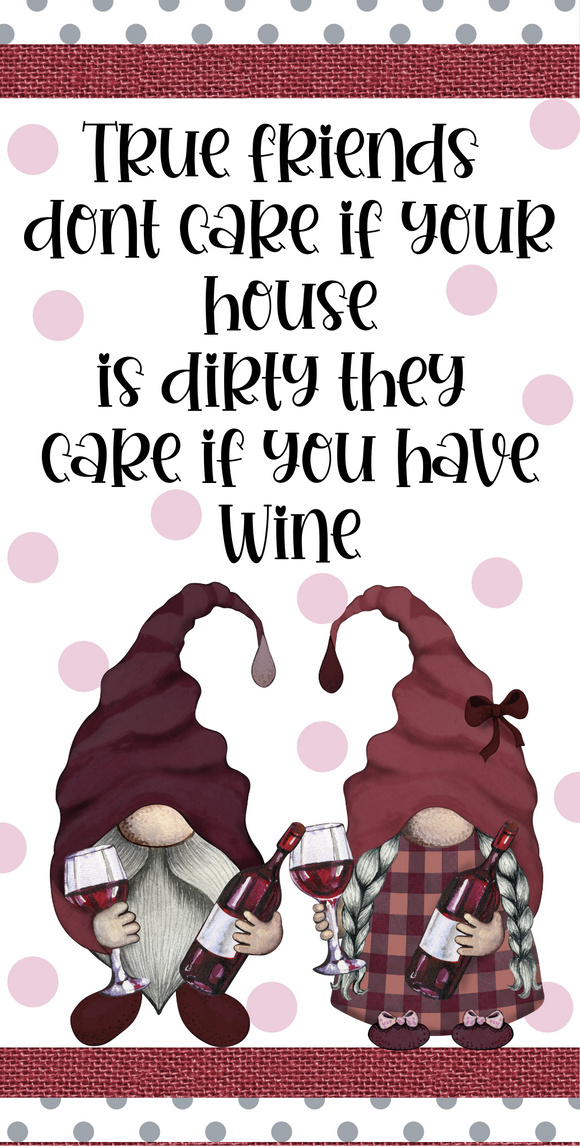 12x6 Messy House Wine Gnome Wreath Sign
