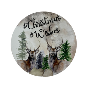Christmas Wishes Deer Metal Sign (choose size)