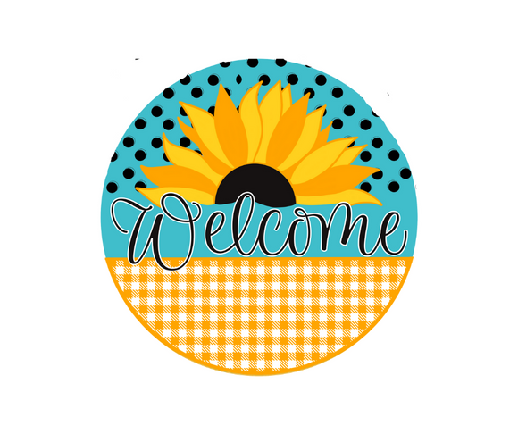 Welcome Sunflower Polka Dot Metal Sign ( Choose Size)