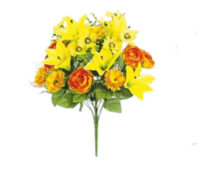 Mixed Lily, Cosmo, Peony, Daisy Bush Yellow/Orange 19"