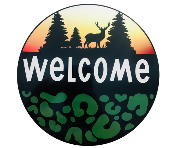 Welcome Deer Sunset Sign (Choose Size)