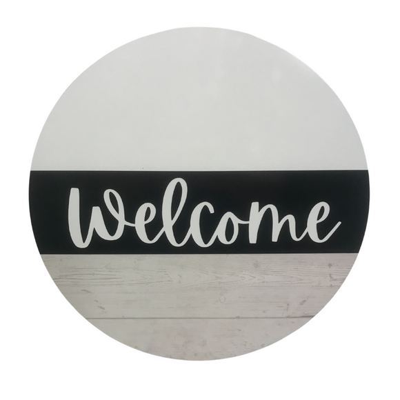 Welcome Wreath Sign Shiplap Cream (Choose Size)
