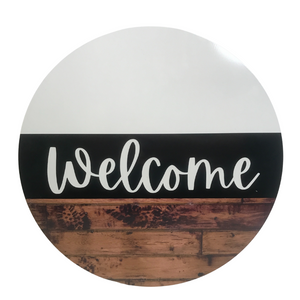 Welcome Wreath Sign Shiplap Brown (Choose Size)
