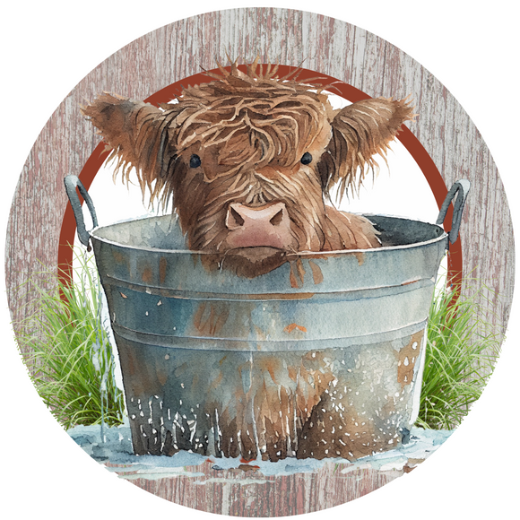 Cow Bucket Metal Round Sign (Choose size)