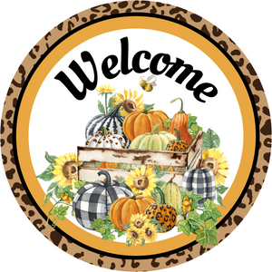 Welcome Autumn Plaid Pumpkin (Choose size)