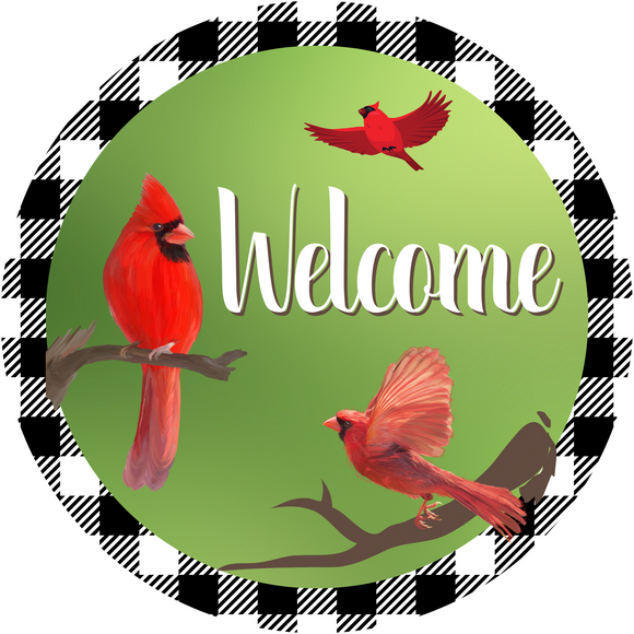 Welcome Cardinal Wreath Sign (Choose Size)