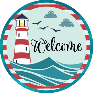 Welcome Lighthouse Metal Sign (Choose Size)