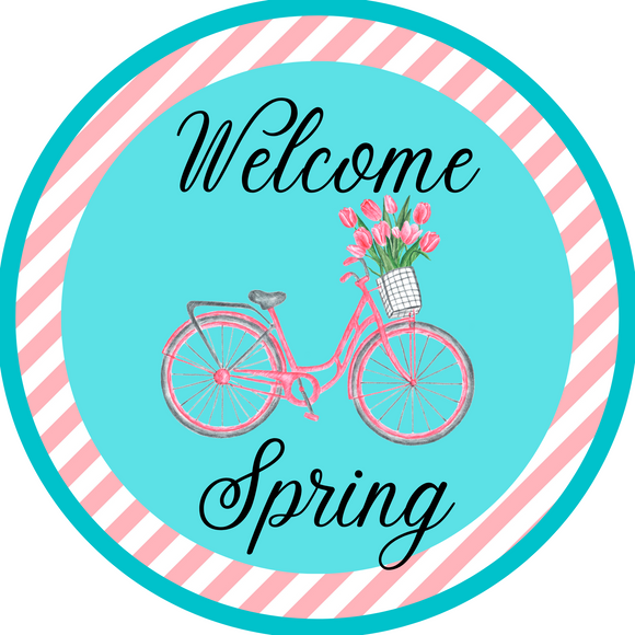 Welcome Spring Bicycle Wreath Sign (Choose size)