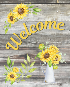 8"x10" Welcome Yellow Sunflower Wreath Sign