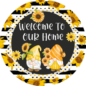 Sunflower Gnome Metal Sign (Choose Size)