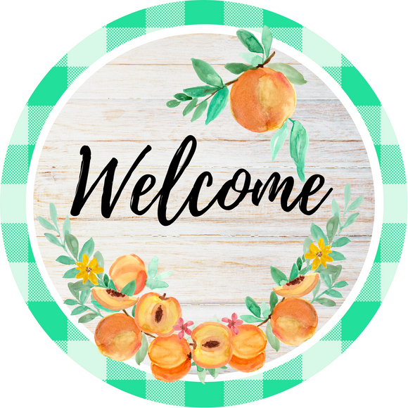 Welcome Peach Green Sign(Choose Size)
