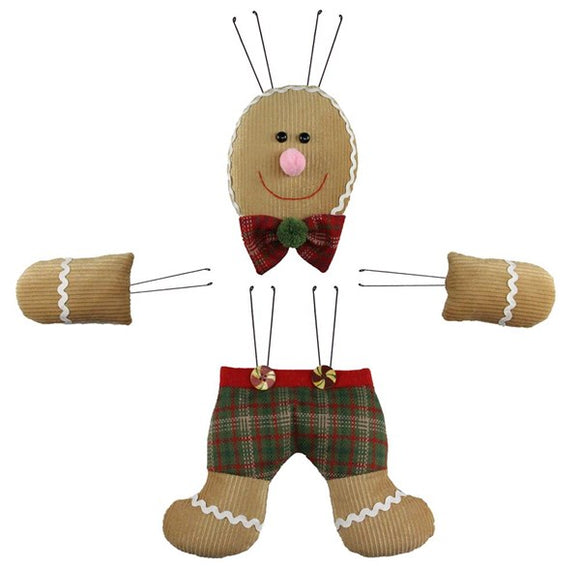 4 Pc Gingerbread Boy Decor Kit Brown/Green/Red