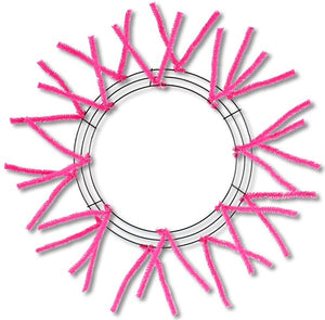 15"Wire,25"Oad-Pencil Work Wreath X18 Ties, Hot Pink