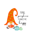 T-Shirt Transfer Gnome Fall Pumpkins Make Me Happy