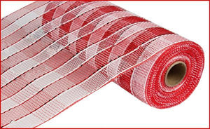 10.25"X10Yd Wide Foil Plaid Mesh Red/White