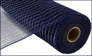 10.25"X10Yd Metallic Value Mesh Navy Blue W/Silver Foil
