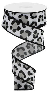 1.5"X10Yd Leopard Print/Faux Ryl White/Black/Grey