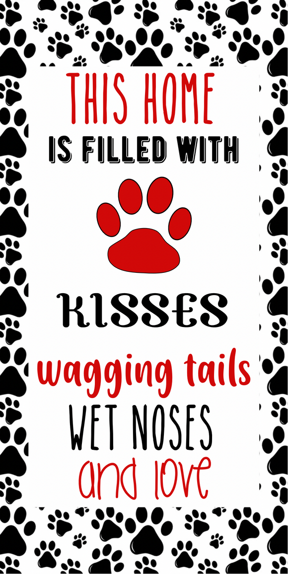 12x6  Dog Kisses & Love Wreath Sign