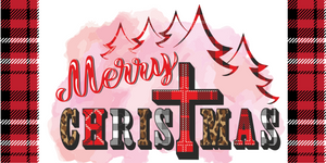12"x6" Merry Christmas With Cross Sign