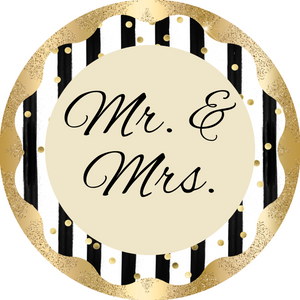 Mr & Mrs Wreath Metal Sign (Choose Size)